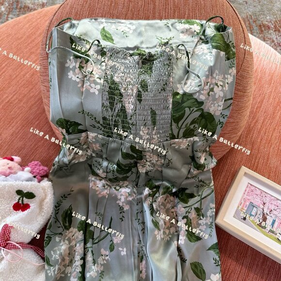 Reformation Frankie Silk Dress - Tea Garden - Picture 13 of 16